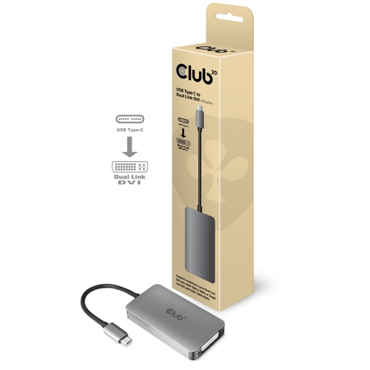 CLUB3D cac-1510 USB C DVI-D Dual link Grå i gruppen COMPUTERTILBEHØR / Kabler og adaptere / DVI / Adaptere hos TP E-commerce Nordic AB (A14286)
