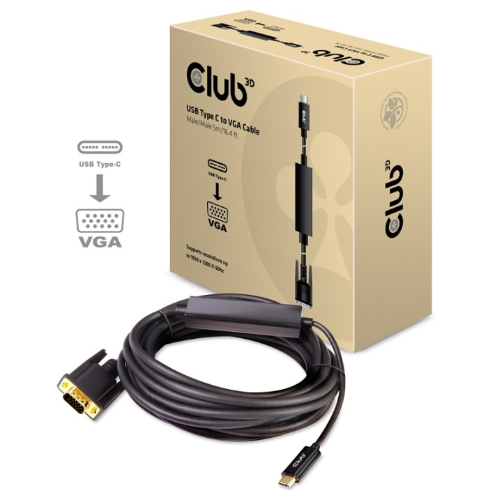 CLUB3D cac-1512 usb C VGA Svart i gruppen COMPUTERTILBEHØR / Kabler og adaptere / VGA / Kabler hos TP E-commerce Nordic AB (A14287)