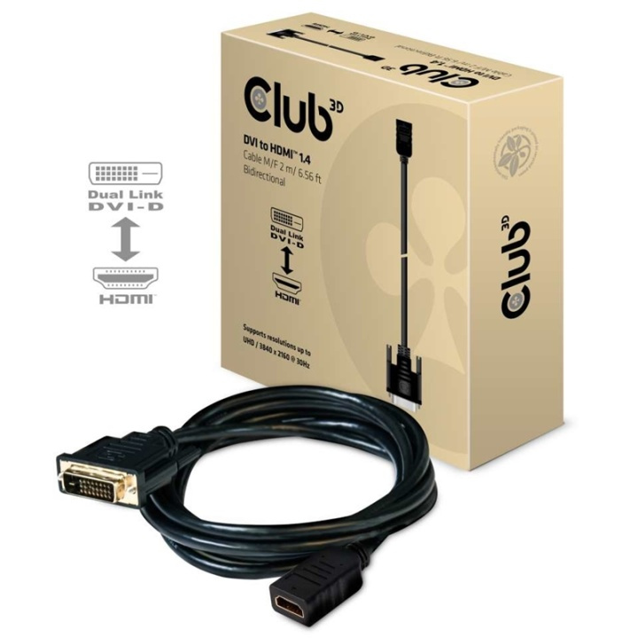 CLUB3D DVI to HDMI 1.4 Cable M/F 2m/6.56ft Bidirectional i gruppen COMPUTERTILBEHØR / Kabler og adaptere / DVI / Kabler hos TP E-commerce Nordic AB (A14288)