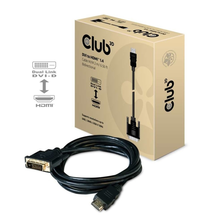 CLUB3D DVI to HDMI 1.4 Cable M/M 2m/ 6.56ft Bidirectional i gruppen COMPUTERTILBEHØR / Kabler og adaptere / DVI / Kabler hos TP E-commerce Nordic AB (A14289)