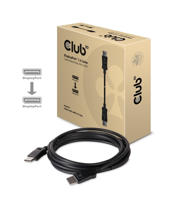 CLUB3D Displayport 1.2 Cable M/M 3Meter 4K60Hz 21.6Gbps i gruppen COMPUTERTILBEHØR / Kabler og adaptere / DisplayPort / Kabler hos TP E-commerce Nordic AB (A14566)