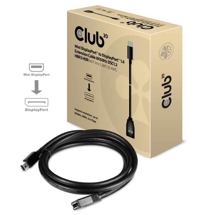 CLUB3D cac-1121 1 m Mini DisplayPort DisplayPort Svart i gruppen COMPUTERTILBEHØR / Kabler og adaptere / DisplayPort / Kabler hos TP E-commerce Nordic AB (A14570)