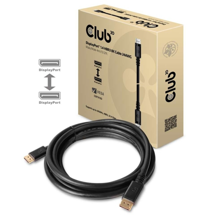 CLUB3D DisplayPort 1.4 HBR3 8K Cable M/M 4m /13.12ft i gruppen COMPUTERTILBEHØR / Kabler og adaptere / DisplayPort / Kabler hos TP E-commerce Nordic AB (A14571)