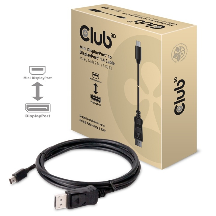 CLUB3D Mini DisplayPort to DisplayPort 1.4 HBR3 8K60Hz Cable, 2 Meter / 6.56 Fee i gruppen COMPUTERTILBEHØR / Kabler og adaptere / DisplayPort / Kabler hos TP E-commerce Nordic AB (A14575)