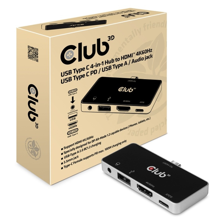 CLUB3D csv-1591 Dockning USB 3.2 Gen 1 (3.1 Gen 1) Type-C Svart, Krom i gruppen COMPUTERTILBEHØR / Bærbare computere og tilbehør / Docking stationer hos TP E-commerce Nordic AB (A14584)