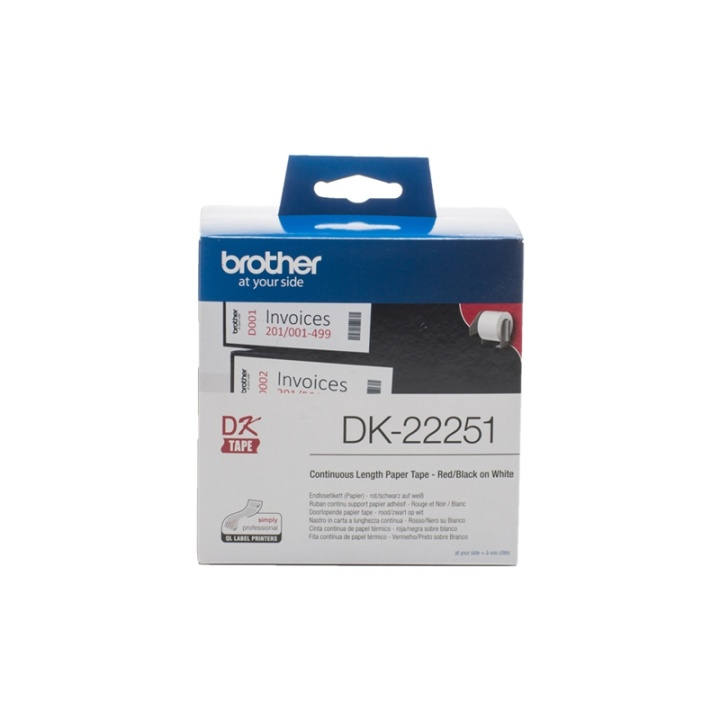 Brother DK-22251 etikett-tejp Svart och rött på vitt i gruppen COMPUTERTILBEHØR / Printere og tilbehør / Printere / Labelmaskiner og tilbehør / Etiketter hos TP E-commerce Nordic AB (A14651)