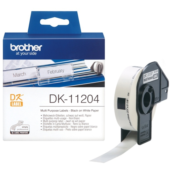 Brother DK-11204 etikett-tejp Svart på vitt i gruppen COMPUTERTILBEHØR / Printere og tilbehør / Printere / Labelmaskiner og tilbehør / Etiketter hos TP E-commerce Nordic AB (A14654)