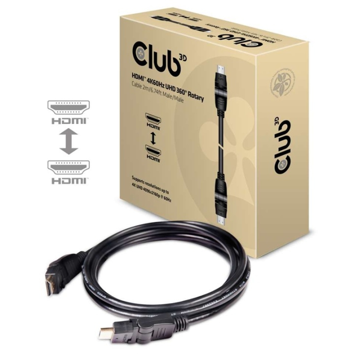 CLUB3D HDMI 2.0 4K60Hz UHD 360 Degree Rotary cable 2m/6.74ft i gruppen HJEMMEELEKTRONIK / Kabler og adaptere / HDMI / Kabler hos TP E-commerce Nordic AB (A14786)