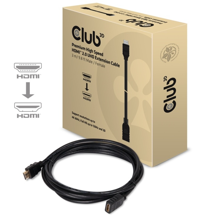 CLUB3D High Speed HDMIT 2.0 4K60Hz Extension Cable 3m/ 9.8ft Male/Female i gruppen HJEMMEELEKTRONIK / Kabler og adaptere / HDMI / Kabler hos TP E-commerce Nordic AB (A14787)