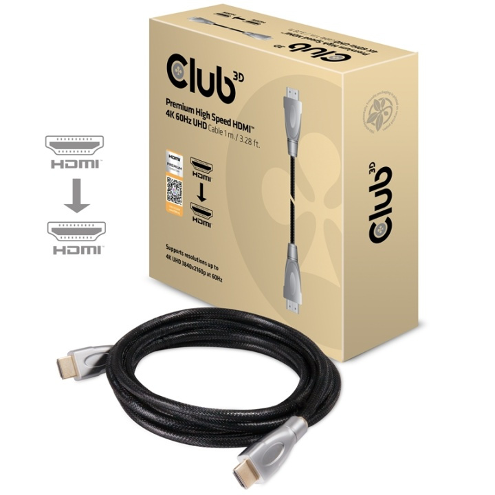CLUB3D Premium High Speed HDMIT 2.0 4K60Hz UHD Cable 1 m/ 3.28 ft Certified i gruppen HJEMMEELEKTRONIK / Kabler og adaptere / HDMI / Kabler hos TP E-commerce Nordic AB (A14788)