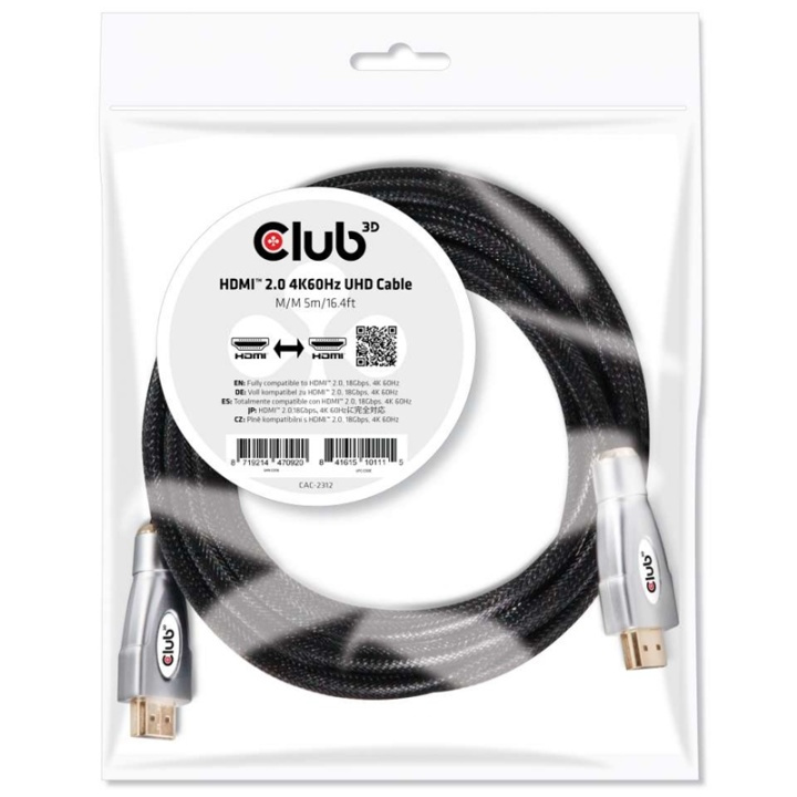 CLUB3D HDMI 2.0 4K60Hz UHD Cable 5m/16.4ft i gruppen HJEMMEELEKTRONIK / Kabler og adaptere / HDMI / Kabler hos TP E-commerce Nordic AB (A14789)