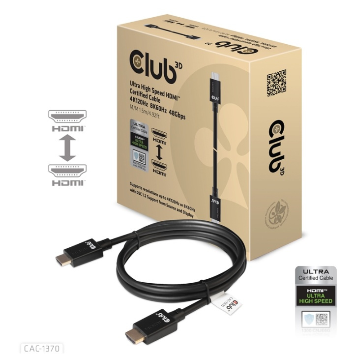 CLUB3D CAC-1370 HDMI-kabel 1,5 m HDMI Typ A (standard) Svart i gruppen HJEMMEELEKTRONIK / Kabler og adaptere / HDMI / Kabler hos TP E-commerce Nordic AB (A14793)