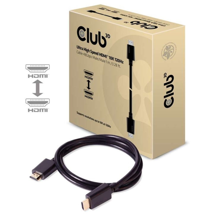 CLUB3D Ultra High Speed HDMI 2.1 Cable 10K 120Hz, 48Gbps Male/Male 1 m./3.28 ft. i gruppen HJEMMEELEKTRONIK / Kabler og adaptere / HDMI / Kabler hos TP E-commerce Nordic AB (A14794)