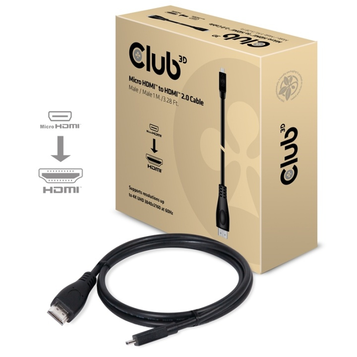 Club 3D Micro HDMI til HDMI 2.0 1m 4K60Hz i gruppen HJEMMEELEKTRONIK / Kabler og adaptere / HDMI / Kabler hos TP E-commerce Nordic AB (A14796)