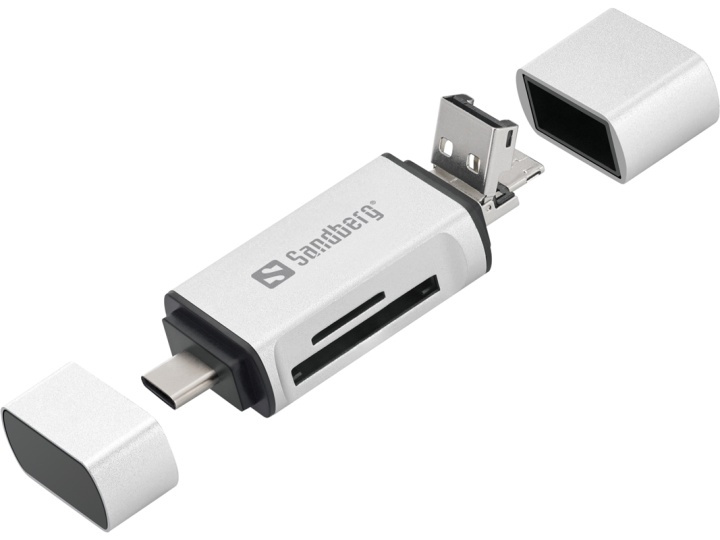 Sandberg Card Reader USB-C+USB+MicroUSB i gruppen HJEMMEELEKTRONIK / Lagringsmedier / Hukommelseskortlæser hos TP E-commerce Nordic AB (A14995)