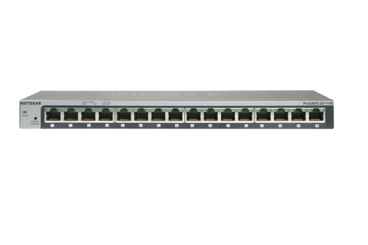 Netgear GS116 Ohanterad Grå i gruppen COMPUTERTILBEHØR / Netværk / Switches hos TP E-commerce Nordic AB (A15271)