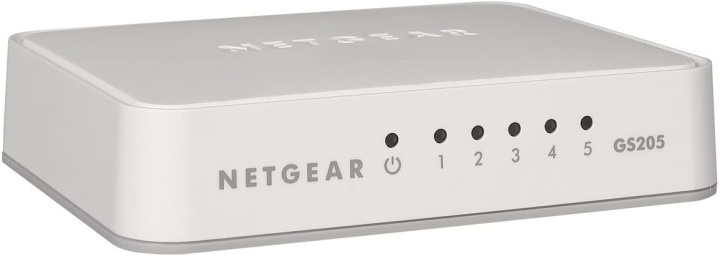 Netgear GS205 Ohanterad Gigabit Ethernet (10/100/1000) Vit i gruppen COMPUTERTILBEHØR / Netværk / Switches / 10/100/1000Mbps hos TP E-commerce Nordic AB (A15272)