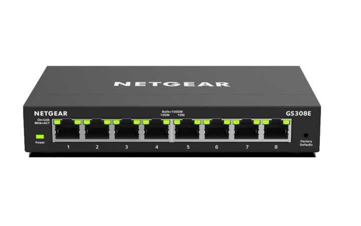 Netgear GS308E hanterad Gigabit Ethernet (10/100/1000) Svart i gruppen COMPUTERTILBEHØR / Netværk / Switches / 10/100/1000Mbps hos TP E-commerce Nordic AB (A15277)