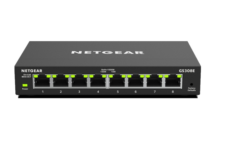 Netgear GS308E hanterad Gigabit Ethernet (10/100/1000) Svart i gruppen COMPUTERTILBEHØR / Netværk / Switches hos TP E-commerce Nordic AB (A15277)