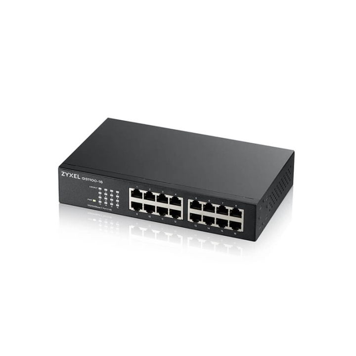 Zyxel GS1100-16 Ohanterad Gigabit Ethernet (10/100/1000) Svart i gruppen COMPUTERTILBEHØR / Netværk / Switches / 10/100/1000Mbps hos TP E-commerce Nordic AB (A15294)