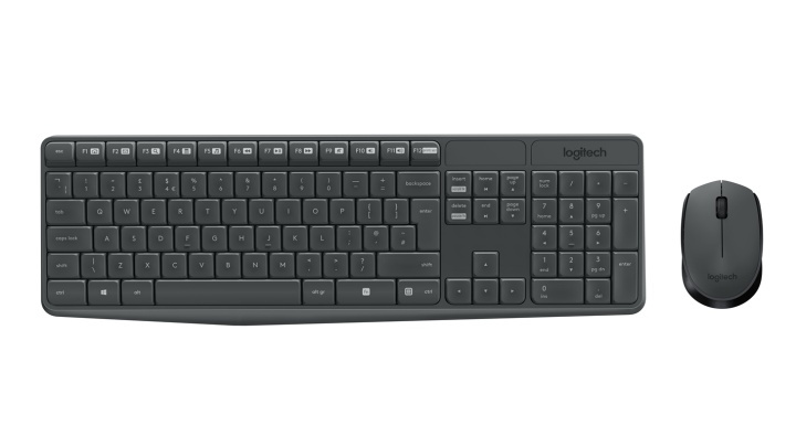 Logitech MK235 Tastatur og mus-sæt Trådløs US International i gruppen COMPUTERTILBEHØR / Mus og tastatur / Tastatur / Ledningsfri hos TP E-commerce Nordic AB (A15629)