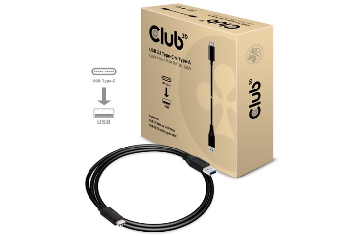 CLUB3D USB Type-C to Type-A Cable Male/Male 1Meter 60Watt i gruppen COMPUTERTILBEHØR / Kabler og adaptere / USB / USB-C hos TP E-commerce Nordic AB (A15946)