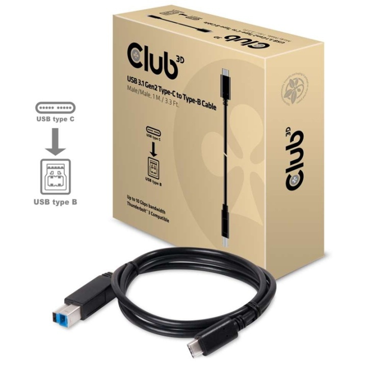 CLUB3D USB 3.1 Gen2 Type-C to Type-B Cable Male/Male, 1 M./ 3.3 Ft. i gruppen COMPUTERTILBEHØR / Kabler og adaptere / USB / USB-C hos TP E-commerce Nordic AB (A15947)