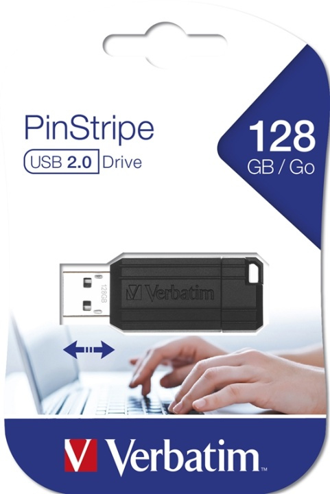 Verbatim PinStripe 128GB USB-sticka USB Type-A 2.0 Svart i gruppen HJEMMEELEKTRONIK / Lagringsmedier / USB-flash drev / USB 2.0 hos TP E-commerce Nordic AB (A15964)