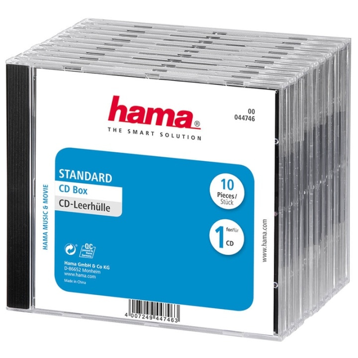 HAMA CD-Box Standard 10-pak i gruppen HJEMMEELEKTRONIK / Lagringsmedier / CD / DVD / BD-diske / CD / DVD-opbevaring hos TP E-commerce Nordic AB (A16428)