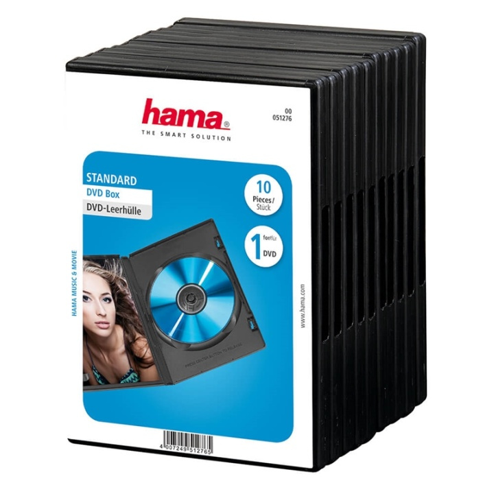 Hama DVD-Box Svart 10-pack i gruppen HJEMMEELEKTRONIK / Lagringsmedier / CD / DVD / BD-diske / CD / DVD-opbevaring hos TP E-commerce Nordic AB (A16432)