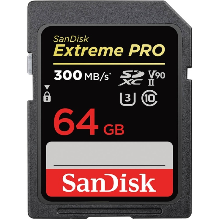 SanDisk SDXC Extreme Pro 64GB 300MB/s UHS-II V90 i gruppen HJEMMEELEKTRONIK / Lagringsmedier / Hukommelseskort / SD/SDHC/SDXC hos TP E-commerce Nordic AB (A16441)