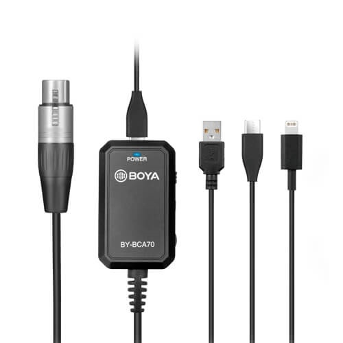 BOYA Mikrofonadapter XLR - USB-A/C & Lightning BY-BC70 XLR i gruppen HJEMMEELEKTRONIK / Lyd & billede / Højttalere & tilbehør / Tilbehør hos TP E-commerce Nordic AB (A16535)