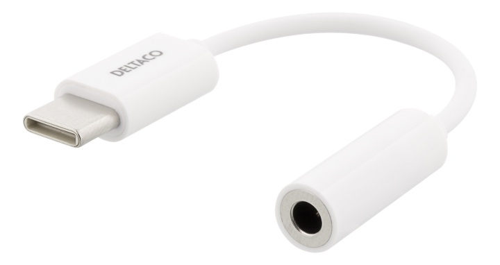 DELTACO USB-C til 3,5 mm adapter, stereo, passiv, 9 cm, hvid i gruppen SMARTPHONES & TABLETS / Opladere og kabler / Adaptere hos TP E-commerce Nordic AB (A16689)