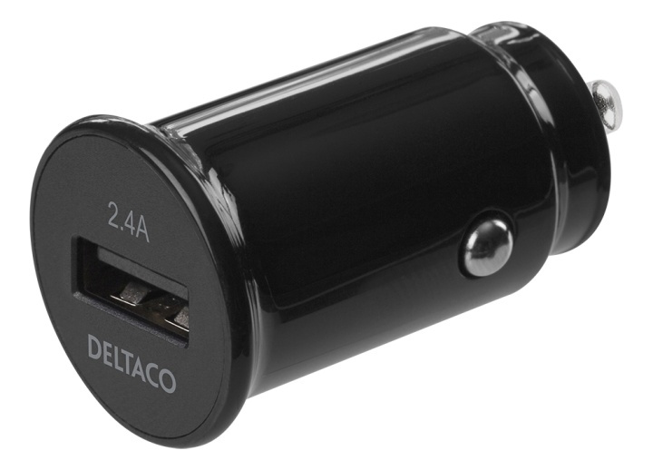 DELTACO 12/24 V USB car charger with compact size and 1x USB-A port, 2 i gruppen SMARTPHONES & TABLETS / Opladere og kabler / Bilopladere / Bil oplader USB hos TP E-commerce Nordic AB (A16733)