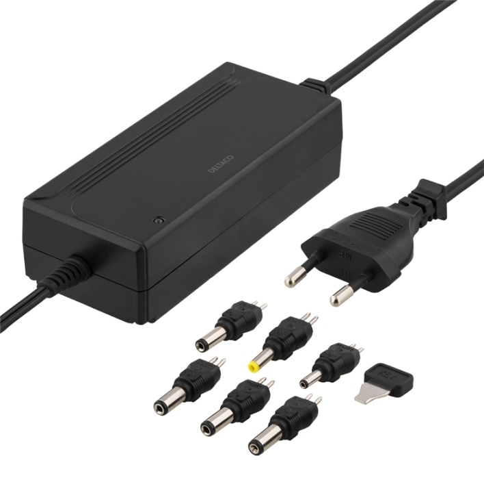 DELTACO power supply 100-240 V, 5-15 V DC 3 A, max 36 W, 6 tips, black i gruppen COMPUTERTILBEHØR / Bærbare computere og tilbehør / Oplader / Opladere til laptops / Universal hos TP E-commerce Nordic AB (A16734)