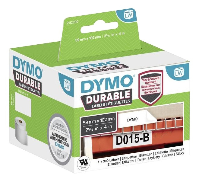 DYMO LabelWriter Durable 59mm x 102mm shipping label (white) 1 roll x i gruppen COMPUTERTILBEHØR / Printere og tilbehør / Printere / Labelmaskiner og tilbehør / Etiketter hos TP E-commerce Nordic AB (A16750)