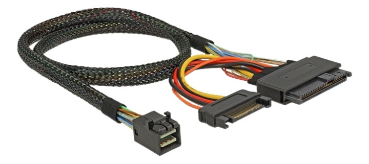 Delock SFF-8643 male > U.2 SFF-8639 female + SATA power, 50cm i gruppen COMPUTERTILBEHØR / Kabler og adaptere / Interne / SATA hos TP E-commerce Nordic AB (A16839)