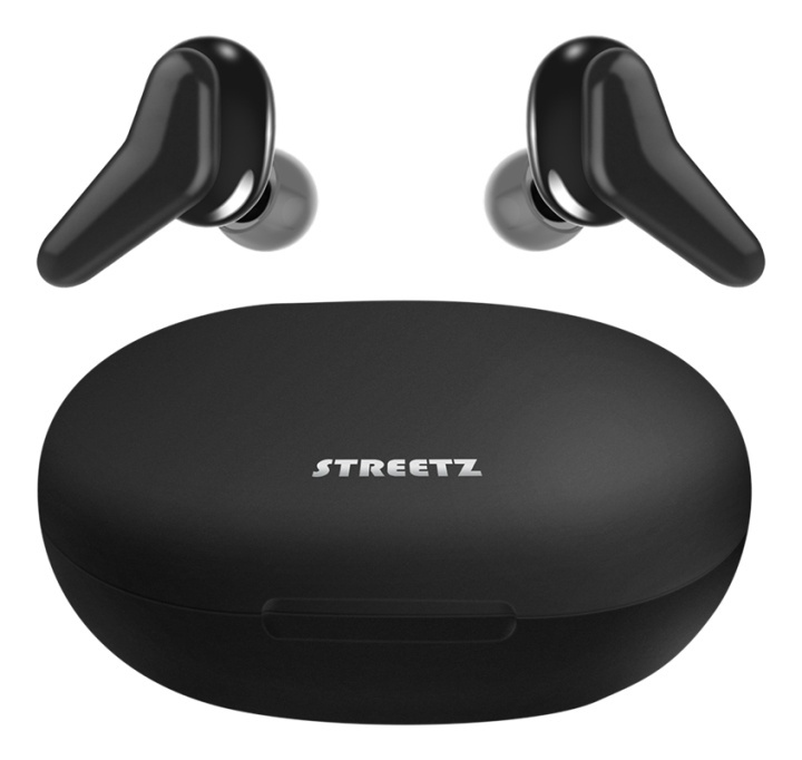 STREETZ Wireless earbuds with charging case, in-ear, TWS, BT 5, blackS i gruppen HJEMMEELEKTRONIK / Lyd & billede / Hovedtelefoner & Tilbehør / Hovedtelefoner hos TP E-commerce Nordic AB (A16947)