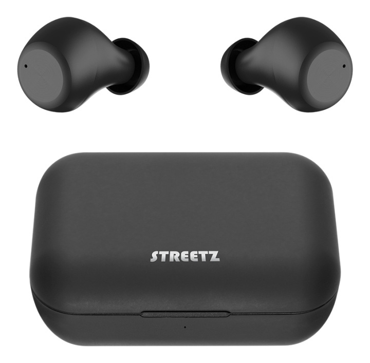 STREETZ Wireless in-ear earbuds with charging case, BT 5, TWS, black i gruppen HJEMMEELEKTRONIK / Lyd & billede / Hovedtelefoner & Tilbehør / Hovedtelefoner hos TP E-commerce Nordic AB (A16948)