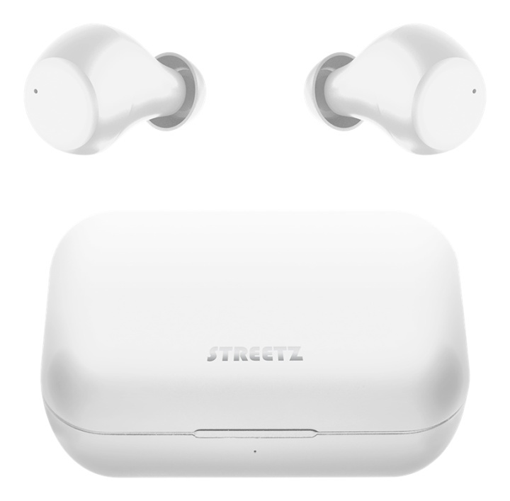STREETZ Wireless in-ear earbuds with charging case, BT 5, TWS, white i gruppen HJEMMEELEKTRONIK / Lyd & billede / Hovedtelefoner & Tilbehør / Hovedtelefoner hos TP E-commerce Nordic AB (A16949)