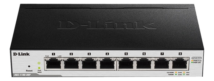 D-Link 8-Port PoE Gigabit Smart Managed Switch, Fanless Design i gruppen COMPUTERTILBEHØR / Netværk / Switches / 10/100/1000Mbps hos TP E-commerce Nordic AB (A17083)