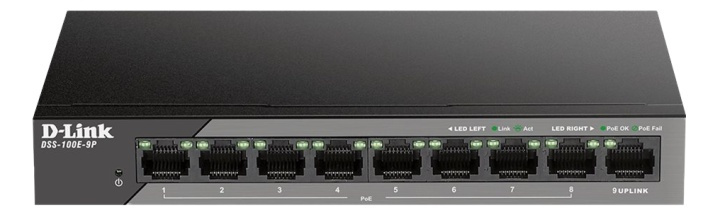 D-Link 9-Port 10/100 Unmanaged long range PoE Surveillance Switch i gruppen COMPUTERTILBEHØR / Netværk / Switches / 10/100Mbps hos TP E-commerce Nordic AB (A17084)
