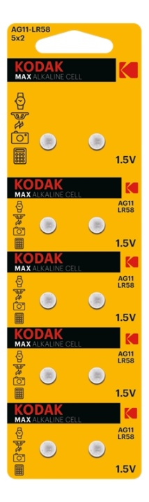 Kodak MAX AG11/LR58 alkaline battery (10 pack perforated) i gruppen HJEMMEELEKTRONIK / Batterier og opladere / Batterier / Knapcelle hos TP E-commerce Nordic AB (A17145)