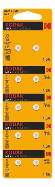 Kodak Kodak MAX AG2/LR59 alkaline battery (10 pack perforated) i gruppen HJEMMEELEKTRONIK / Batterier og opladere / Batterier / Knapcelle hos TP E-commerce Nordic AB (A17147)