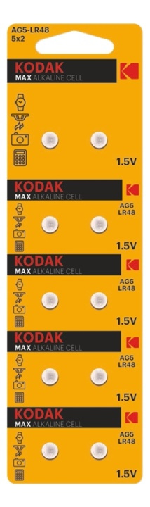 Kodak Kodak MAX AG5/LR48 alkaline battery (10 pack perforated) i gruppen HJEMMEELEKTRONIK / Batterier og opladere / Batterier / Knapcelle hos TP E-commerce Nordic AB (A17150)