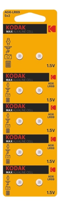Kodak MAX AG6/LR69 alkaline battery (10 pack perforated) i gruppen HJEMMEELEKTRONIK / Batterier og opladere / Batterier / Knapcelle hos TP E-commerce Nordic AB (A17151)