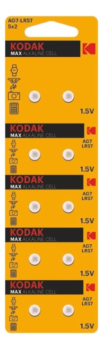 Kodak MAX AG7/LR57 alkaline battery (10 pack perforated) i gruppen HJEMMEELEKTRONIK / Batterier og opladere / Batterier / Knapcelle hos TP E-commerce Nordic AB (A17152)