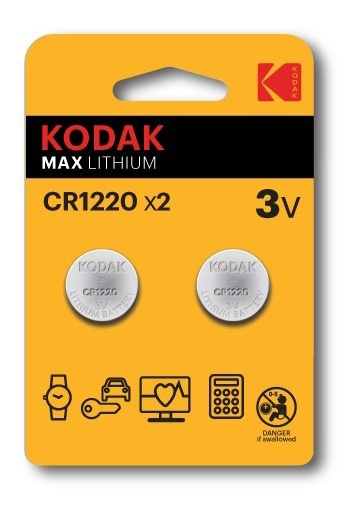 Kodak Kodak Max lithium CR1220 battery (2 pack) i gruppen HJEMMEELEKTRONIK / Batterier og opladere / Batterier / Knapcelle hos TP E-commerce Nordic AB (A17162)