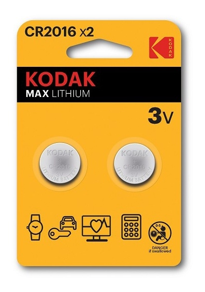 Kodak Kodak Max lithium CR2016 battery (2 pack) i gruppen HJEMMEELEKTRONIK / Batterier og opladere / Batterier / Knapcelle hos TP E-commerce Nordic AB (A17166)