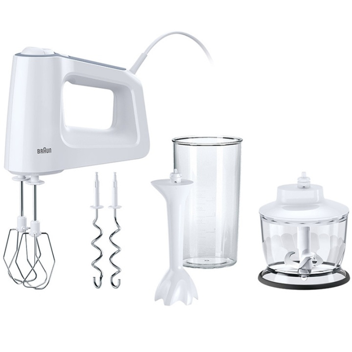 Braun Elektrisk piskeris 500w + tilbehør Hvid HM i gruppen HJEM, HUS & HAVE / Husholdningsapparater / Foodprocessor og køkkenassistenter / Håndmixer hos TP E-commerce Nordic AB (A17565)